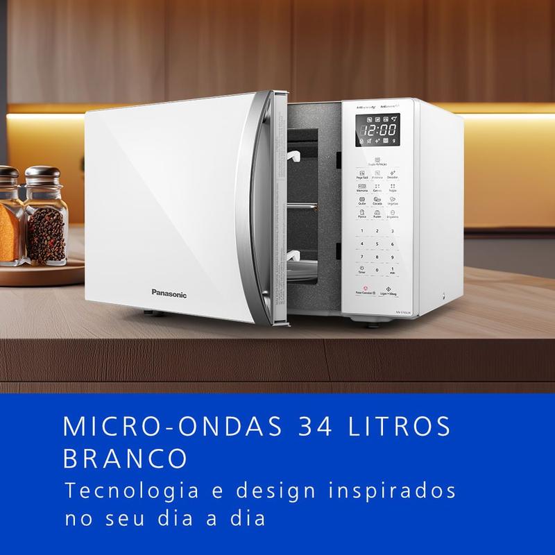 Microondas Panasonic Dupla Refeição 34L Branco - NN-ST65LWRU
